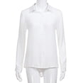 thumbnail image 4 of Pntutb Grande Taille Liquidation! Blouses en Chiffon à Manches Longues Col en V Col Rabattu Couleur Unie Été Décontracté, 4 of 6