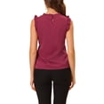 thumbnail image 3 of INSPIRE CHIC Women's Sleeveless Blouse Ruffled Pleated Wear-to-Work Chic Blouse XS Dark Red, 3 of 7