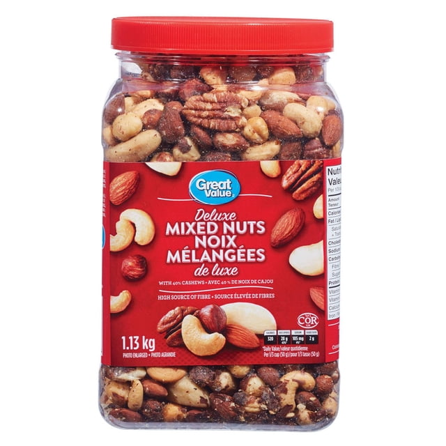 Great Value Deluxe Mixed Nuts, Kosher, Made in Canada, 1.13kg