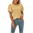 thumbnail image 1 of RKSTN Womens Tops 2024 Fashion Mesh Breathable Short Sleeve V-Neck Blouse Tops Comfortable Temperament Solid Color Tops, 1 of 4