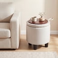 thumbnail image 4 of Gymax Pouf Rond de Rangement en Tissu de Lin, Repose-Pieds Rembourré avec Couvercle Amovible, Beige, 4 of 9