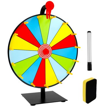 LOVEVER Prize Wheel DIY Interactive Spin Wheel with Board Eraser and Pen Erasable Tabletop Roulette Spinner for Home Trade Show Carnival Party