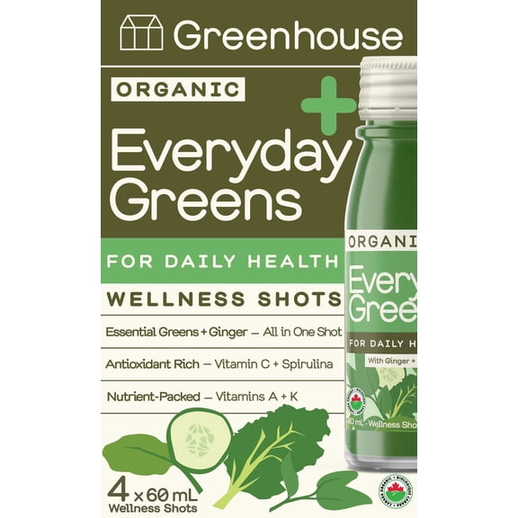 Shots bien-être Everyday Greens biologiques Greenhouse (paquet de 4) 4 x 60 mL