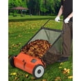 thumbnail image 2 of Balayeuse Poussée de 26 Po avec Sac Coupe-Herbe de 7 Pi3, Cadre en Acier Robuste, 4 Brosses Rotatives, Hauteur Réglable – Nettoyage Polyvalent des Feuilles et de l'Herbe pour Pelouses, Orange, 2 of 7