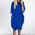 thumbnail image 1 of LSLJS Womens Pocket Loose Dress Ladies Neck Casual Long Tops Dress Plus Size, 1 of 4