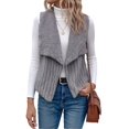 thumbnail image 3 of Gilet Sans Manches Décontracté Simple en Peluche pour Femmes Automne et Hiver, Cardigan Gris TG, 3 of 10