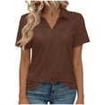 thumbnail image 2 of Ailaofu T-Shirts à Manches Courtes à Col en V pour Femmes, Hauts d'Été à Col, T-Shirts Décontractés Amples, 2 of 7