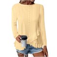 thumbnail image 2 of Plebaso Women's Long Sleeve Eyelet Tops Crew Neck Ruffle Blouses Dressy Irregular Hem Womens Spring Shirts, 2 of 7