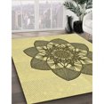 thumbnail image 3 of Ahgly Company Tapis de Zone Rond d'Intérieur Lavable à la Machine, Style Transitionnel, Or de Récolte, 4 Pieds Rond, 3 of 7