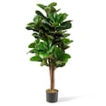 thumbnail image 1 of Costway 5ft Artificial Fiddle Leaf Fig Tree Indoor Outdoor Office Decorative Planter, 1 of 8