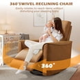 thumbnail image 4 of Bonzy Home Swivel Rocker Recliner Chair, Manual PU Leather Recliners with Padded Armrest and Backrest, Nursery Rocking Reclining Chair for Living Room, Bedroom, Brown, 4 of 9