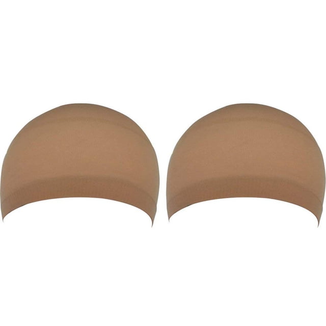 2 Elastic Wig Hair Pack Caps Nylon Mesh Beige for Wig Wear Comfortable Stretchable