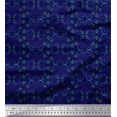 thumbnail image 1 of Soimoi Bleu Poly Georgette Tissu Feuilles & Tissu Imprimé Damassé Filigrane 1 Yard 42 Inch Wide, 1 of 3