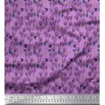 thumbnail image 1 of Soimoi Purple Polyester Crepe Fabric Insect & Floral Artistic Print Fabric by The Yard 42 Inch Wide, 1 of 3