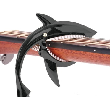 Shark Guitar Capo Zinc Alloy Capo for Acoustic Electric Classical Guitars and Bass Ukulele Capo with Pick,Black