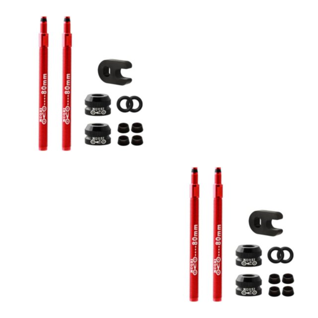 ZheElen Polyvalent Tubeless Pneu Presta Valve Extender pour et Vélos de Route 2 Pcs 80mm Rouge 50mm 80mm 2Set