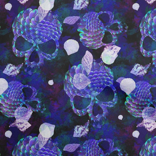 oneOone Rayon Royal Blue Fabric Skull Sewing Material Print Fabric By The Yard 56 Inch Wide