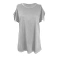 thumbnail image 4 of Off the Shoulder Shirts for Women Summer Short Sleeve Solid Color Tank Top Ladies Plus Size Beach Flowy Tees Blouse (3X-Large, GrayA1), 4 of 5