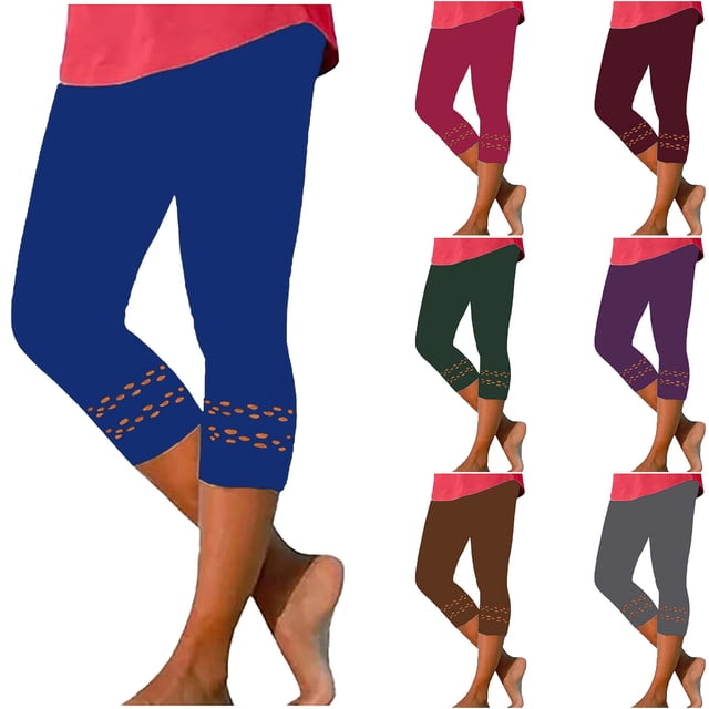 FNFYFH Clearance Womens 2 Pack Yoga Capri Pants Solid Color Leggings Set,Green