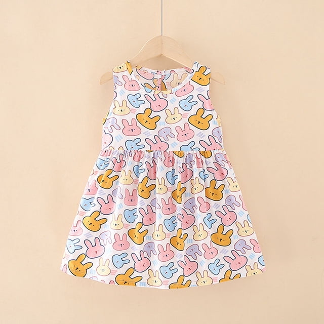 Robes d'Été pour Petite Fille Robe Chic Robe Évasée à Étages Robe Trapèze pour Fille Robe Sans Manches à Fleurs pour Filles Robe pour Occasions Spéciales