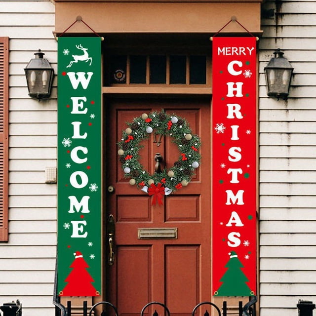 Merry Christmas Banners Outdoor Christmas Decorations Porch Sign