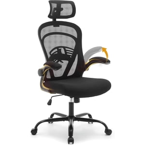 Ergonomic High-Back Mesh Office Chair with Flip-Up Armrests 300LBS Recline Lock for Home Office Black