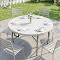 thumbnail image 2 of Outsunny Folding Patio Table Outdoor HDPE Round Picnic Table for 6, White, 2 of 10