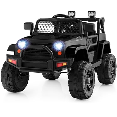 Gymax Camion Voiture pour Enfants 12 V Véhicule Électrique Télécommandé avec Musique et Lumière Noir