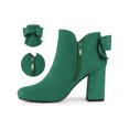 thumbnail image 2 of Unique Bargains Bottines à Talon Épais pour Femme à Bout Rond avec Nœud Vert 6,5, 2 of 8