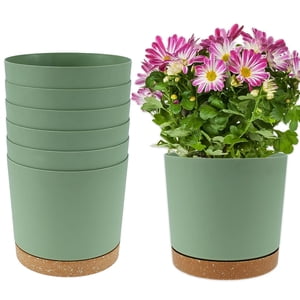 Plant Pot 6Pcs Plastic Flower Pot 6.5x6in Decorative Flower Planter with Drainage Holes Simple and Elegant Plant Pot for Indoor Outdoor Home Balcony Garden Plant Pots