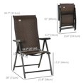 thumbnail image 3 of Outsunny Set of 2 Outdoor Wicker Folding Chairs with Adjustable Backrest, 3 of 10
