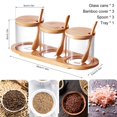 thumbnail image 2 of 3Pack Condiment Jars with Bamboo Lids and Spoons  Seasoning Box Set with Bamboo Tray  Spice Containers, 2 of 11
