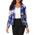 thumbnail image 1 of INSPIRE CHIC Women's Fitted Blazer Notch Lapel Printed Open Front Work Suit Jacket XL Royal Blue-Floral, 1 of 6