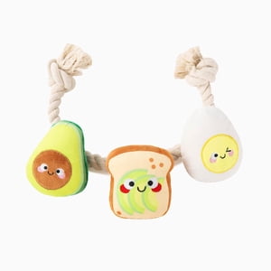 Hugsmart Toast and Egg Dog Rope and Tug Toy