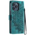thumbnail image 4 of Flip Case for iPhone 16 Pro Max , Totem Embossed Flowers Premium PU Leather Wallet Folio Cover with Card Holder Kickstand Compatible with iPhone 16 Pro Max - Green, 4 of 14
