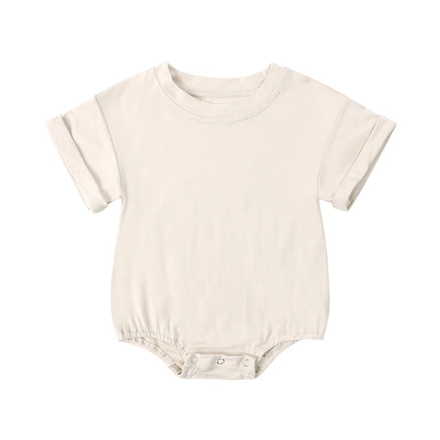 Timegard Newborn Onesie Toddler Boys Girls Short Sleeve Comfy Rompers Unisex Infant Outfits Solid Color