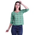 thumbnail image 1 of Moomaya Printed Keyhole Neck Ring Top Casual 3/4th Sleeve Tees Tank Tunic Top, 1 of 5