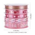 thumbnail image 4 of 5 Rolls of 25m Length Christmas Printed Ribbon Holiday Gift Decorative Band Ribbon for Wrapping DIY Crafts(Pink), 4 of 7