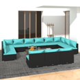 thumbnail image 1 of vidaXL 13 Piece Garden Lounge Set with Cushions Black Poly Rattan, 1 of 4