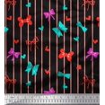 thumbnail image 1 of Soimoi Black Rayon Fabric Bow & Stripe Decor Fabric Printed Yard 56 Inch Wide, 1 of 5