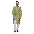 thumbnail image 1 of Atasi Kurta Long d'Été Imprimé de Designer avec Ensemble de Pyjama Blanc pour Hommes, 1 of 3