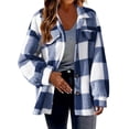 thumbnail image 1 of Timegard Womens Jacket Plus Size Plaid Stand Collar Button down Fleece Hooded Jacket Winter Fuzzy Warm Coat, 1 of 5