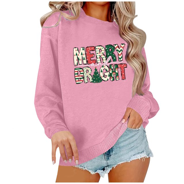 Pisexur Sweat-Shirt de Noël Décontracté à Manches Longues Col Rond pour Femmes, Chandail Ample et Confortable, Imprimé Mode Festival Automne