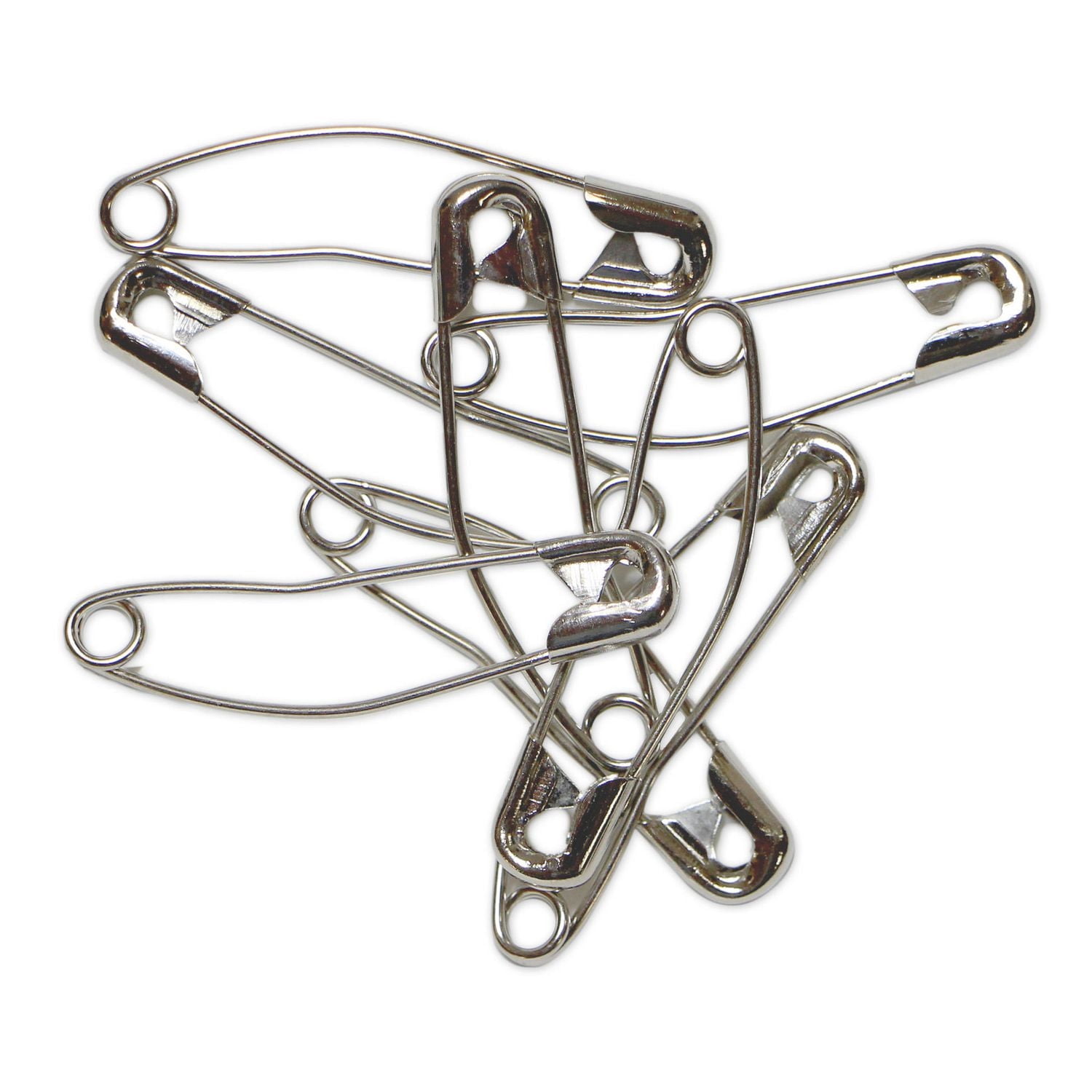 UNIQUE CREATIV Coil-Less Curved Safety Pins, Silver, 100-Pack, Less Safety Pins