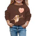 thumbnail image 1 of PMVFHDE Chandails à Col Rond Fille Automne et Hiver Saint-Valentin à la Mode et Intéressant Imprimé Chiot Chandail à Capuchon pour Enfants Brun, 3-4 Ans, 1 of 4