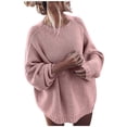 thumbnail image 2 of EGNMCR Chandail à Col Rond pour Femmes, Chandail pour Femmes Mode Décontractée Manches Longues Couleur Unie Chandail à Manches pour Femmes, 2 of 6