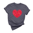 thumbnail image 2 of Meichang T-Shirts de la Saint-Valentin pour Femmes Hauts Mignons Imprimé Cœur Hauts Mignons Col Rond Manches Courtes Décontracté T-Shirts de Vacances Saint-Valentin, 2 of 6