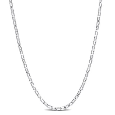 Miabella Sterling Silver Fancy Rectangular Rolo Chain Necklace