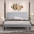 thumbnail image 1 of VECELO Full Size Upholstered Beds, Modern Platform Bed Frame with Adjustable Headboard, Wooden Slats Support/No Box Spring Needed, Light Grey, 1 of 8