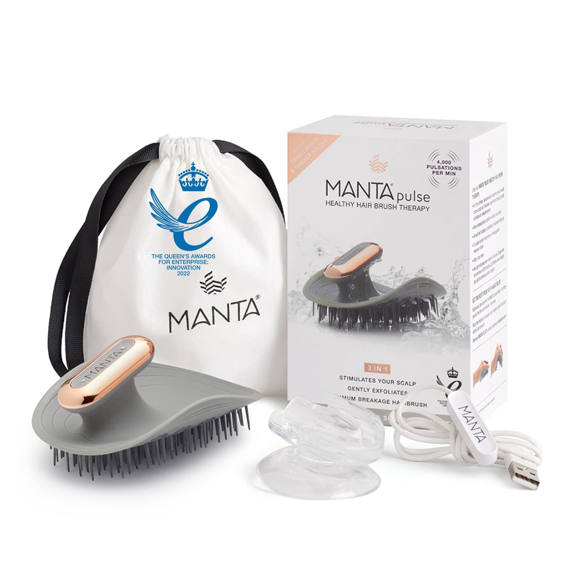 MANTA pulse スカルプブラシ 3IN1 MANTA Pulse Electric Scalp Massager Shampoo Brush, Promotes